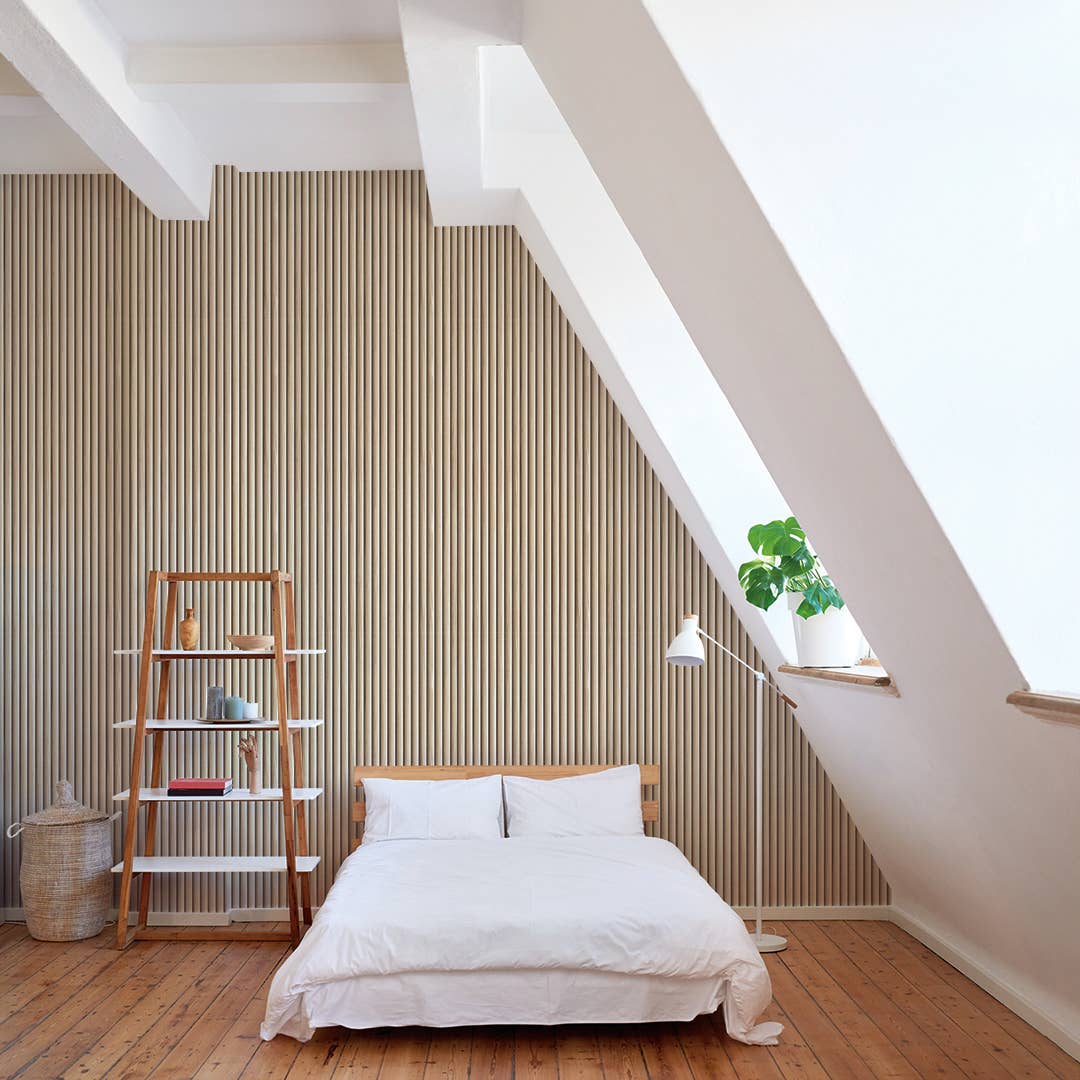 Reeded Wood Peel and Stick Wallpaper, 28 sq. ft.: Blonde