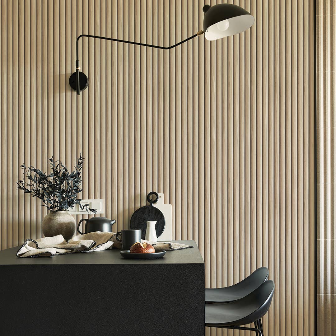 Reeded Wood Peel and Stick Wallpaper, 28 sq. ft.: Blonde