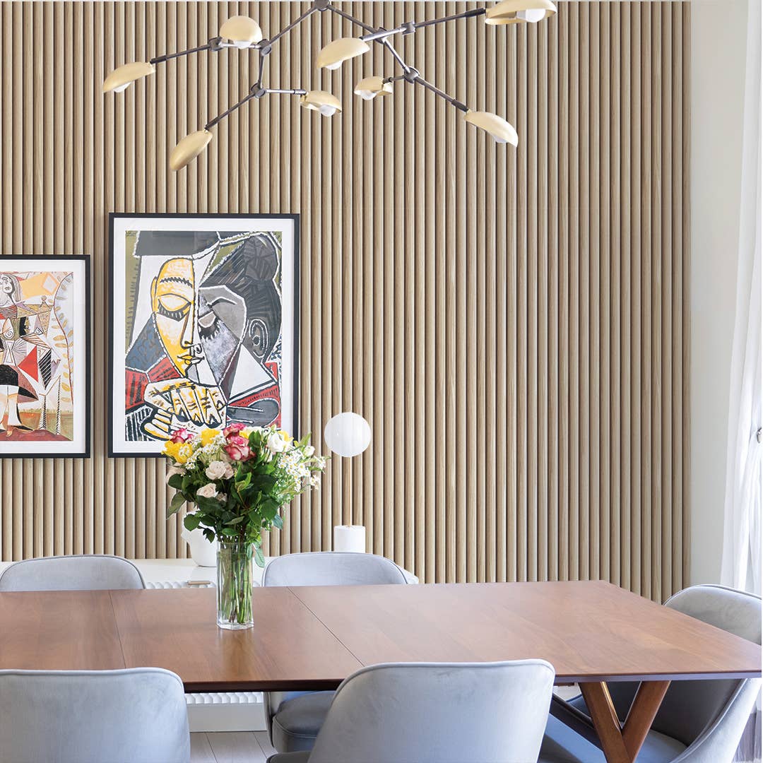 Reeded Wood Peel and Stick Wallpaper, 28 sq. ft.: Blonde