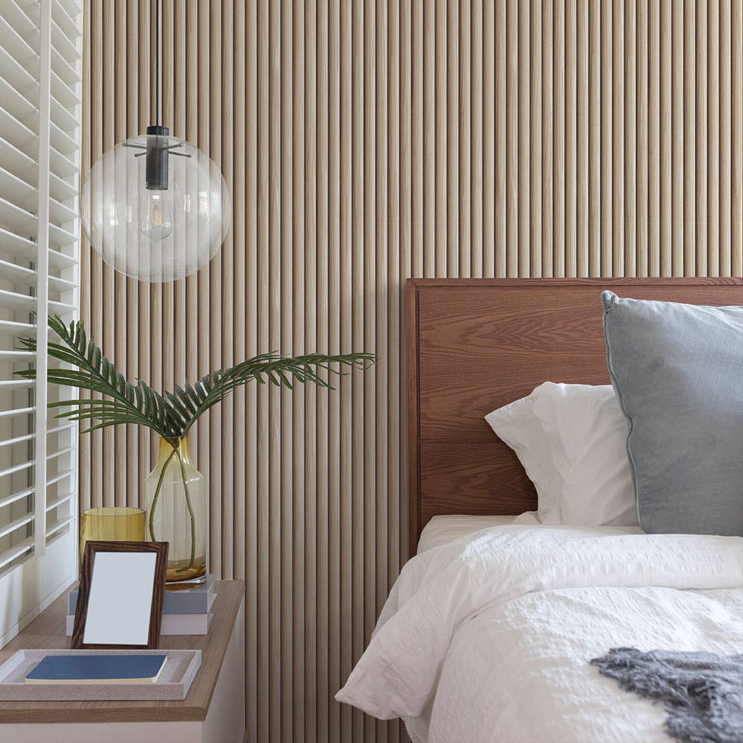 Reeded Wood Peel and Stick Wallpaper, 28 sq. ft.: Blonde