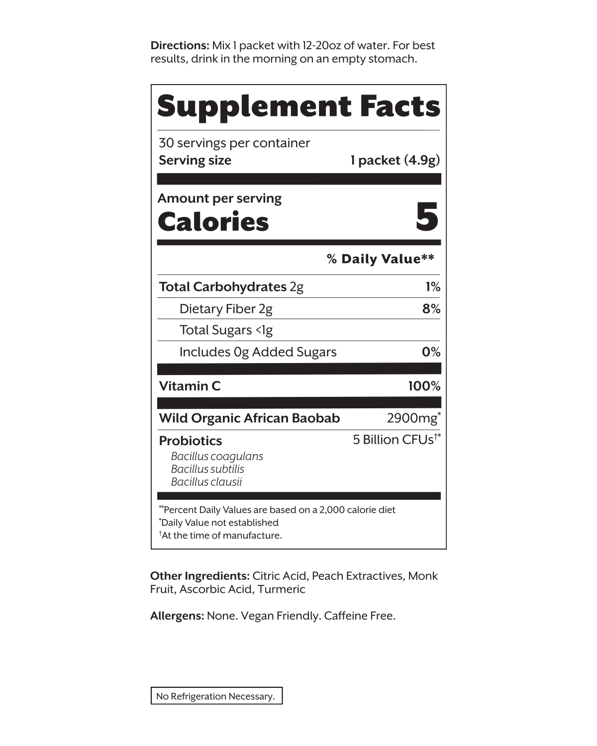 Debloat: Prebiotic + Probiotic: Florida Orange / 30 Single Sticks