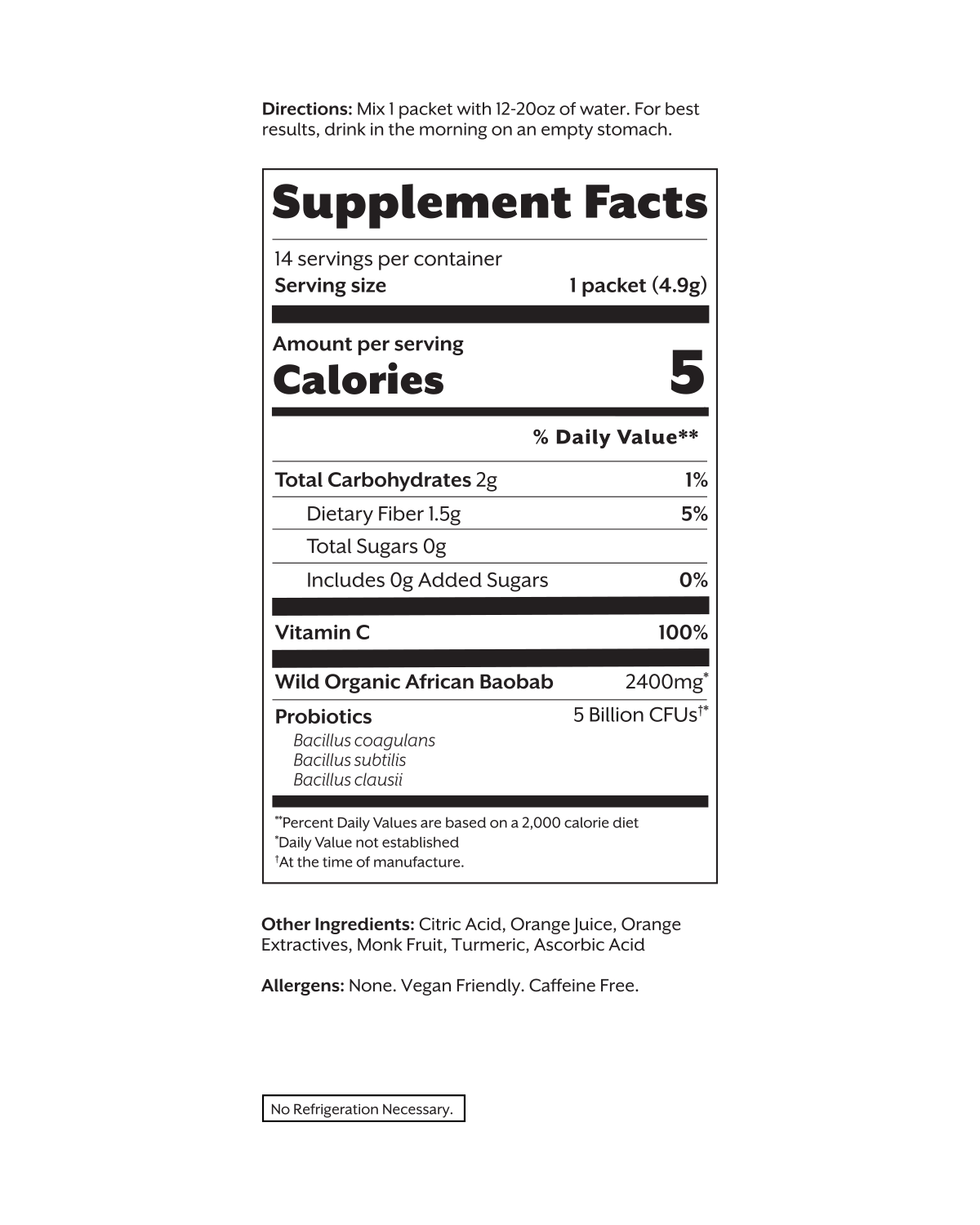 Debloat: Prebiotic + Probiotic: Florida Orange / 30 Single Sticks
